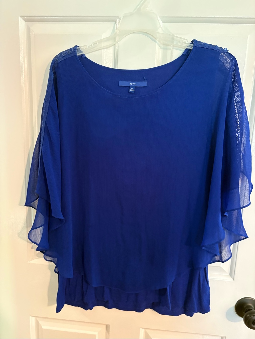 Apt. 9 Blue Chiffon Flutter Sleeve Blouse